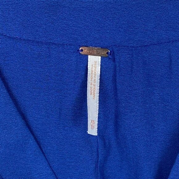 Free People Royal Blue‎ Darcy V-Neck Sleeveless Top Bohemian Swing Relax Boho XS - Picture 3 of 14
